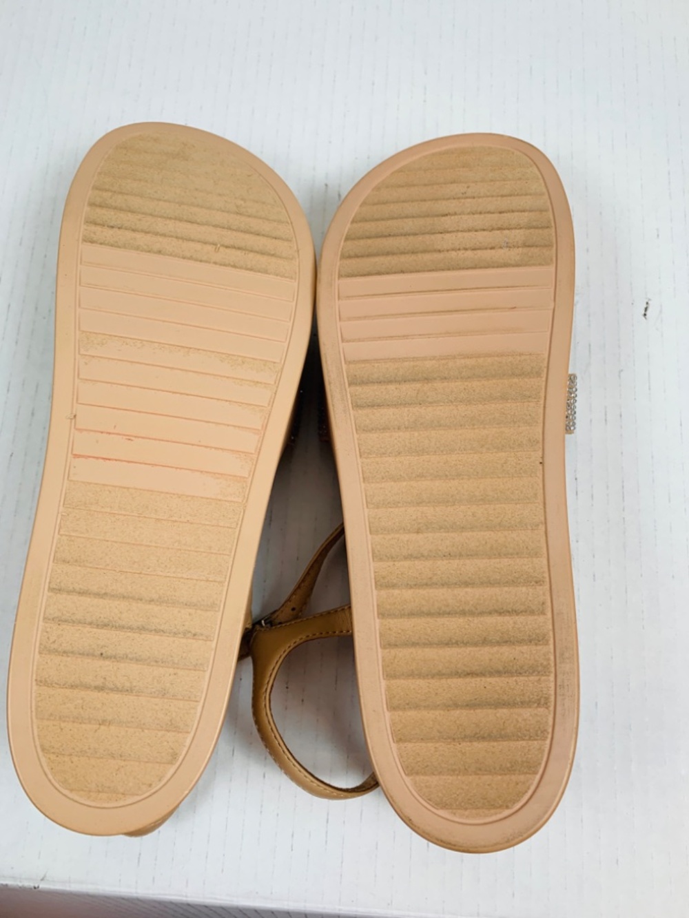 Anne Klein Virginia Rhinestone Platform Wedge Sandals Tan Beige 11M AKVIRGINIA - Picture 12 of 15